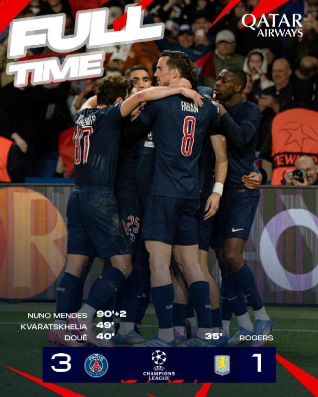 jiuyou-【欧冠】杜埃世界波克瓦拉一条龙，巴黎3比1逆转维拉